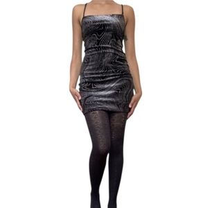 H&M Divided ~ Black & White Sparkle Backless Bodycon Formal Mini Dress~Medium